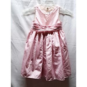 Vtg Of Philadelphia Pink White Peach Beaded FlowersGingham Dress back Tie 5/6